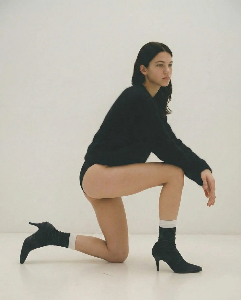 Giuseppe Zanotti Women's Black 'Felicienne' Stretch Suede Kitten Heel Ankle Boots Giuseppe Zanotti