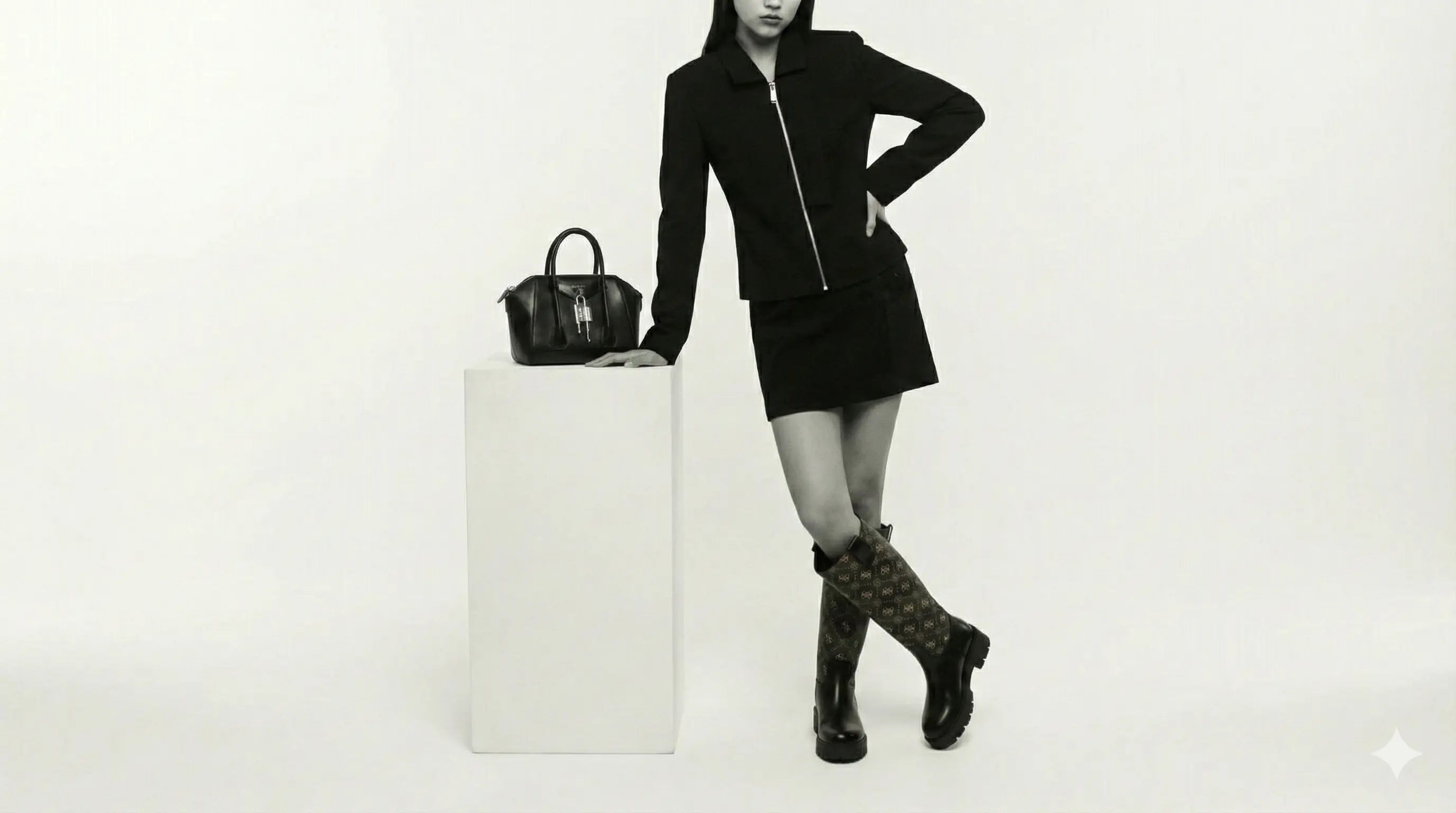 Guess Women's Brown 4G Logo Print Black Ankle Boots with Lug Sole Guess